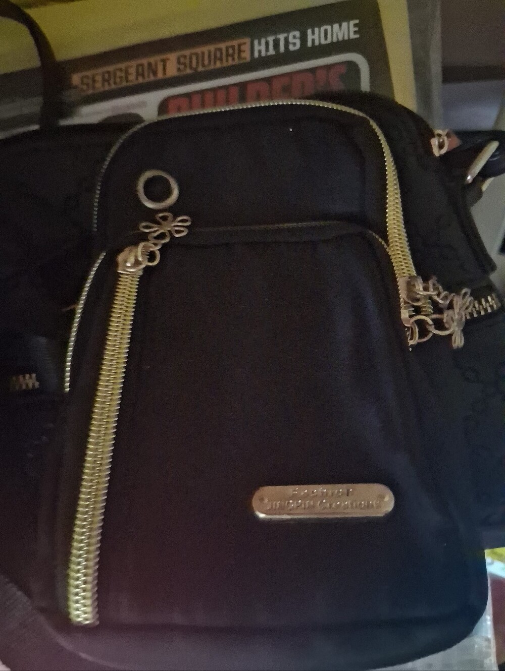 Black Crossbody Bag with Gold Hardware